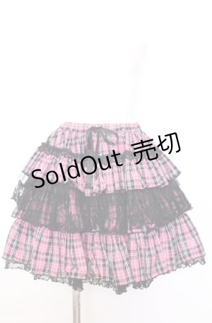画像: H jelly / チェック柄ボリュームスカート  ピンク×ブラック O-25-08-08-041-HN-SK-IG-OS