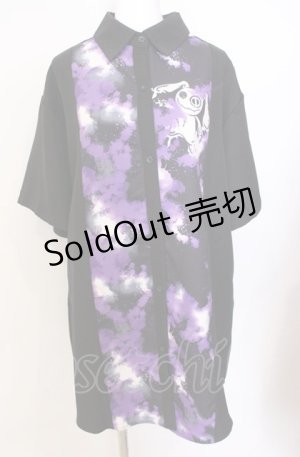 画像: NieR Clothing / 半袖シャツ  ブラック×パープル O-25-08-08-050-PU-BL-IG-OS