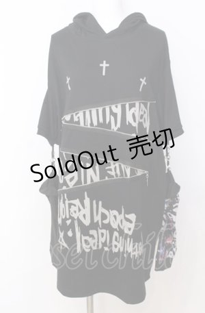 画像: NieR Clothing / 取り外し可能アームカバー付きHOODIE フーディ  ブラック×マルチ O-25-08-08-052-PU-TO-IG-OS