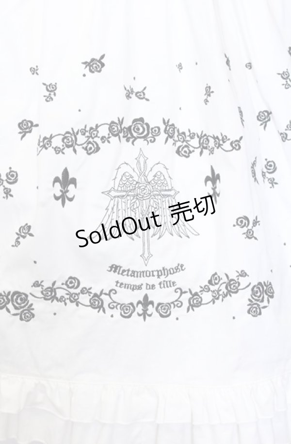 画像2: metamorphose / 羽根十字架柄刺繍入り半袖ワンピースセット【ワンピース単品】  シロ O-25-08-08-016-ME-OP-IG-OS (2)