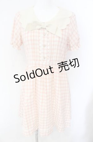 画像: axes femme POETIQUE / スカラップ襟半袖ワンピ  ピンク系 O-25-08-09-033-AX-OP-IG-OS