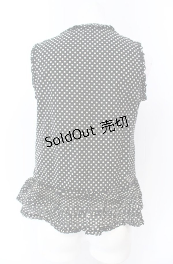 画像3: KANEKO ISAO / タック段々ドットノースリーブブラウス  クロ×シロ O-25-08-09-040-EL-BL-IG-OS (3)