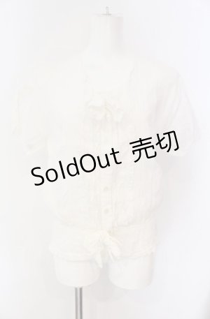 画像: INGEBORG / タックリボンガーゼブラウス  シロ O-25-08-09-041-LO-BL-IG-OS