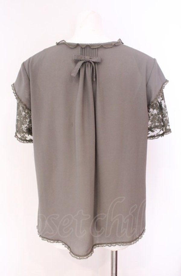 画像4: KANEKO ISAO / レース切り替えブラウス  グリーン O-25-08-09-052-EL-BL-IG-ZT091 (4)