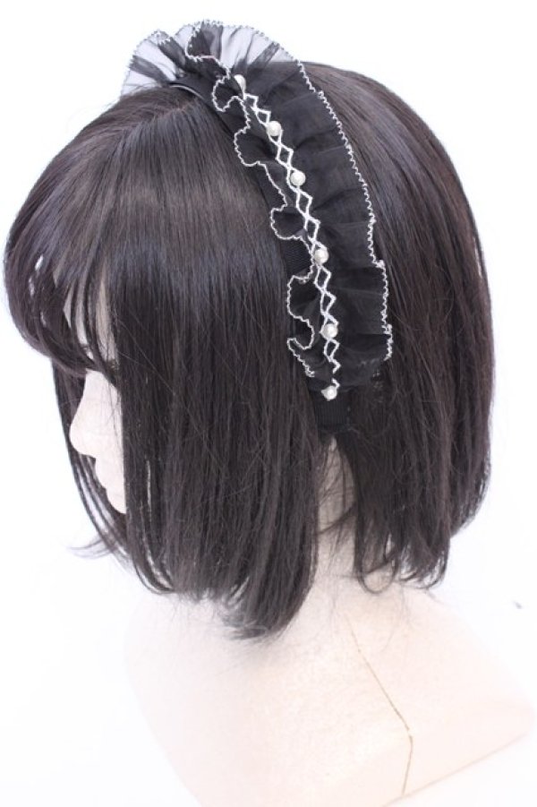 画像1: Rojita / ヘッドドレスパールカチューシャ  クロ O-25-08-09-1041-LO-AC-IG-ZT450 (1)