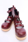 画像1: MODO（海外ロリィタ） / 木目調 厚底ストラップシューズ 38 ワイン O-25-08-09-1054-LO-SH-IG-ZT087 (1)