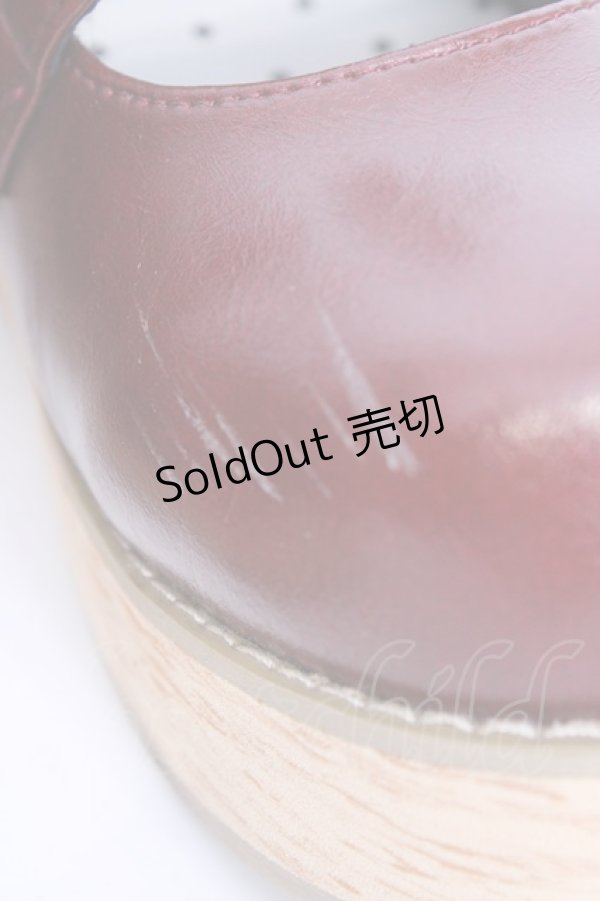 画像2: MODO（海外ロリィタ） / 木目調 厚底ストラップシューズ 38 ワイン O-25-08-09-1054-LO-SH-IG-ZT087 (2)