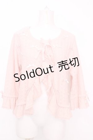 画像: PINK HOUSE / ミニリボンいっぱいニットカーディガン  ピンク O-25-08-09-1011-LO-TO-IG-OS