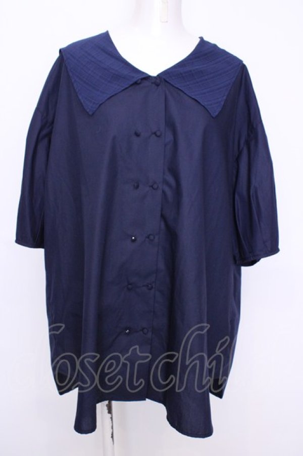 画像1: Fi.n.t / シアーチェックセーラービッグシャツ  ネイビー O-25-08-09-1002-CA-BL-IG-ZT065 (1)