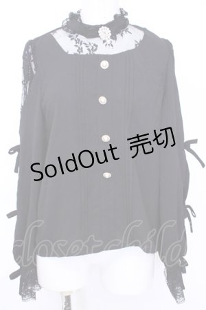 画像: Rojita / チョーカー風ネック袖リボンブラウス  クロ O-25-08-09-1015-LO-BL-IG-OS