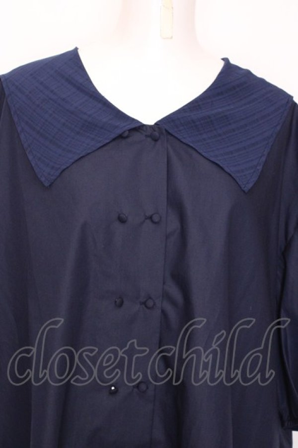 画像2: Fi.n.t / シアーチェックセーラービッグシャツ  ネイビー O-25-08-09-1002-CA-BL-IG-ZT065 (2)