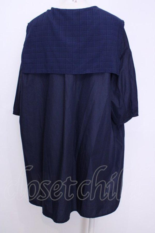 画像3: Fi.n.t / シアーチェックセーラービッグシャツ  ネイビー O-25-08-09-1002-CA-BL-IG-ZT065 (3)