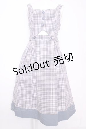 画像: F i.n.t / ビスチェ風カッティングチェックジャンパースカート  ブルー O-25-08-09-1024-CA-OP-IG-ZT066