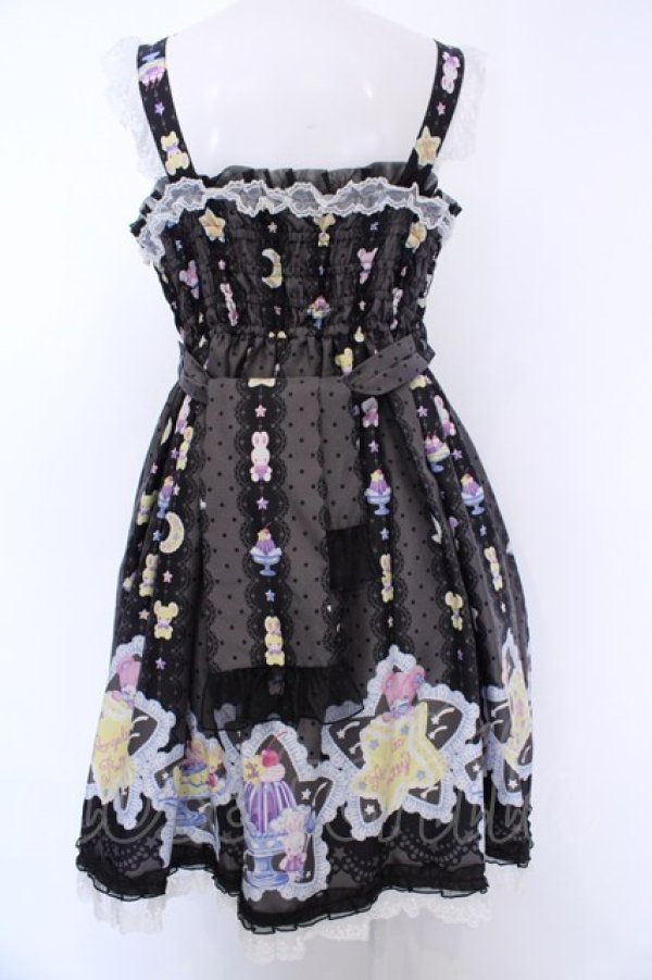 Angelic Pretty ジャンパースカート＆カチューシャ お茶会 黒 Angelic Prettyのお菓子の国ジャンパースカート+カチューシャの