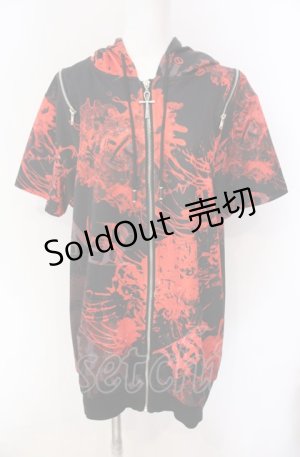画像: NieR Clothing / 2WAY ZIP半袖パーカー  レッド彼岸花 O-25-08-09-008-PU-TO-IG-OS