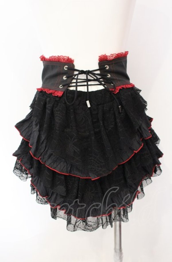画像3: Qutie Frash / 蜘蛛の巣ティアードスカート【旧タグ】  ブラック×レッド O-25-08-09-011-QU-SK-IG-ZT222 (3)