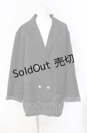 画像: NieR Clothing / 袖折り返しラメ入りROSE DOUBLE JACKET ジャケット  ブラック O-25-08-09-022-PU-JA-IG-OS