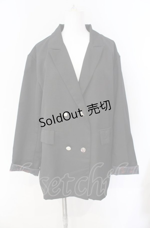 画像1: NieR Clothing / 袖折り返しラメ入りROSE DOUBLE JACKET ジャケット  ブラック O-25-08-09-022-PU-JA-IG-OS (1)