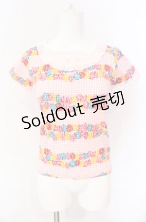 画像: MILK / フラワーラインギンガムTシャツ  ピンク O-25-08-09-026-ML-TO-OW-OS