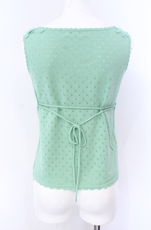 画像3: Emily Temple cute / フラワーモチーフノースリーブニット  グリーン O-25-08-09-028-ET-TO-OW-ZT484 (3)