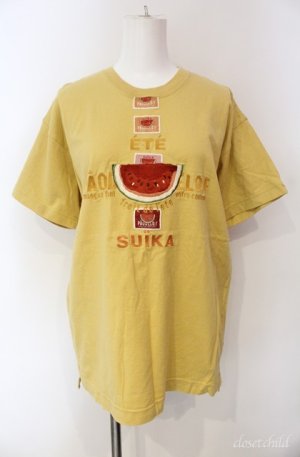 画像: Pao de lo / スイカ刺繍Tシャツ  イエロー O-25-08-10-038-LO-TO-OW-ZI