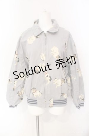 画像: Pao de lo / ブルドック柄リバーシブルブルゾン  ブルーグレー O-25-08-10-041-LO-JA-OW-ZI