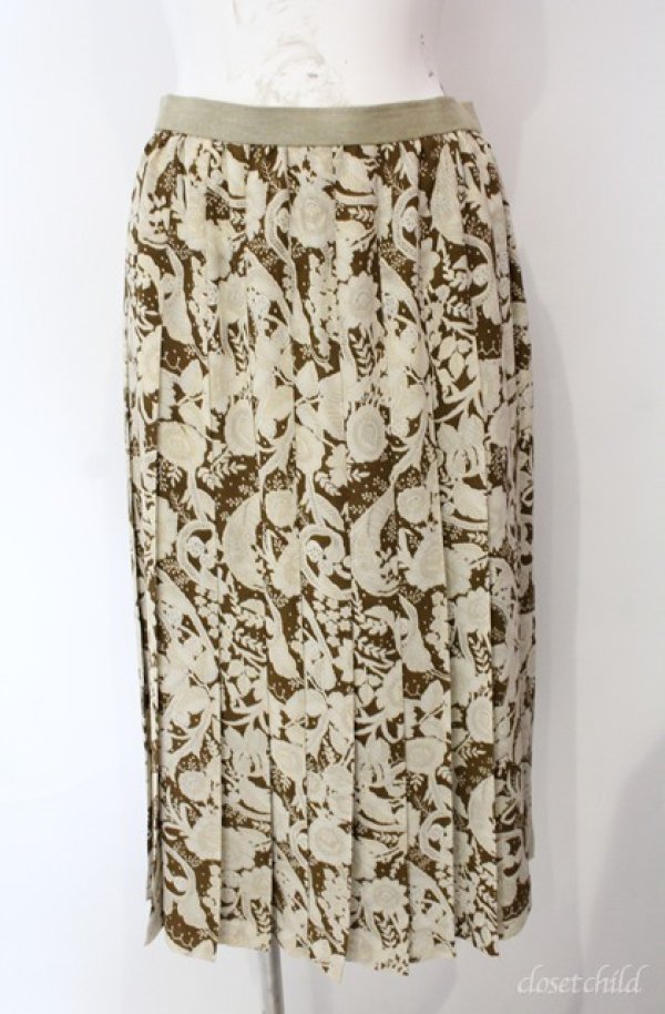 画像1: INGEBORG / ペイズリー花柄プリーツスカート  ベージュ O-25-08-10-006-LO-SK-OW-ZI (1)