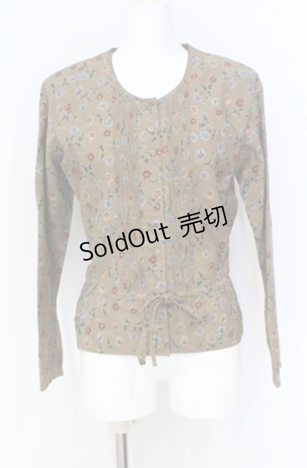 画像1: KANEKO ISAO / ピンタック使い花柄ブラウス  ブラウン O-25-08-10-067-EL-BL-OW-ZS (1)