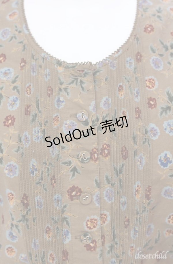 画像2: KANEKO ISAO / ピンタック使い花柄ブラウス  ブラウン O-25-08-10-067-EL-BL-OW-ZS (2)