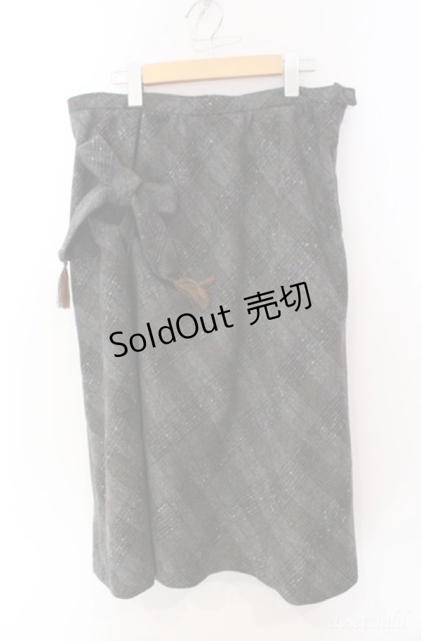 画像1: KANEKO ISAO / ネップチェックスカート  グレー O-25-08-10-008-EL-SK-OW-ZI (1)