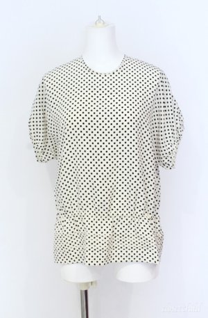画像: INGEBORG / ドット柄トップス  アイボリー×クロ O-25-08-10-072-LO-TO-OW-ZI