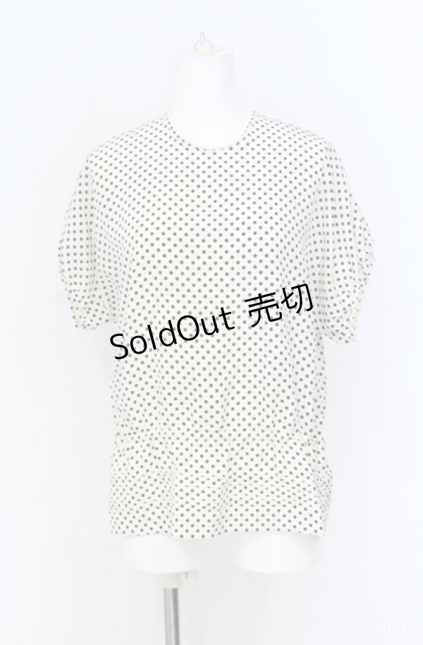 画像1: INGEBORG / ドット柄トップス  アイボリー×クロ O-25-08-10-072-LO-TO-OW-ZT197 (1)