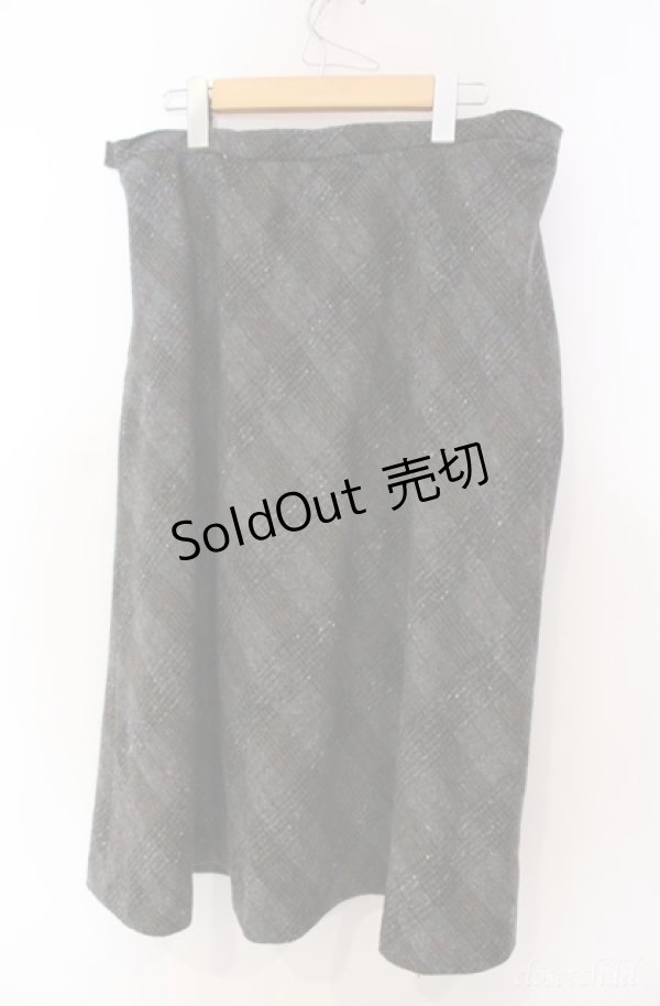 画像2: KANEKO ISAO / ネップチェックスカート  グレー O-25-08-10-008-EL-SK-OW-ZI (2)