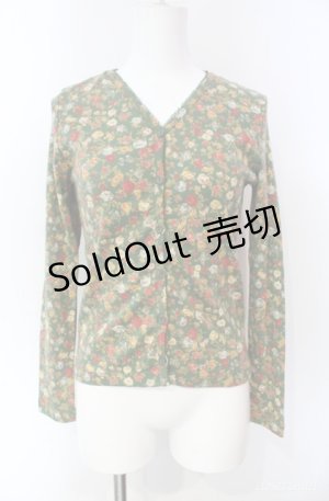画像: KETTY / 花柄カットカーディガン  グリーン O-25-08-10-027-EL-TO-OW-ZI