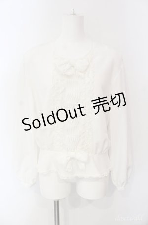 画像: INGEBORG / タックリボンブラウス  シロ O-25-08-10-034-LO-BL-OW-ZI