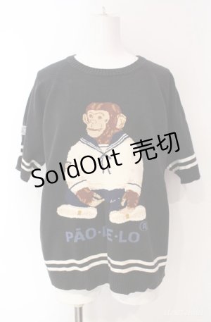 画像: Pao de lo / チンパンジー柄ニット  クロ O-25-08-10-037-LO-TO-OW-OS
