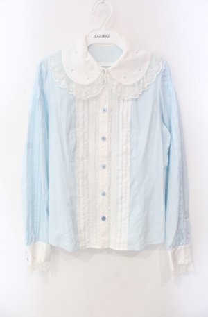 画像: Angelic Pretty / Teatime切替ブラウス  サックス O-25-08-11-037-AP-BL-OW-OS