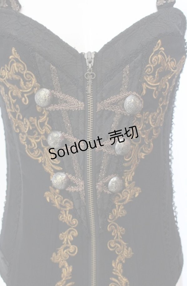 画像2: OZZ ANGELO / ナポレオンビスチェ  ブラック×マスタード O-25-08-11-038-OO-TO-IG-OS (2)