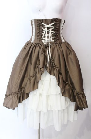 画像: ATELIER PIERROT / バッスルコルセットスカート  ブラウン O-25-08-11-004-EL-SK-IG-OS