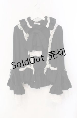 画像: MARBLE / タイ付き編み上げブラウス  ブラック×ホワイト O-25-08-11-046-GO-BL-IG-OS