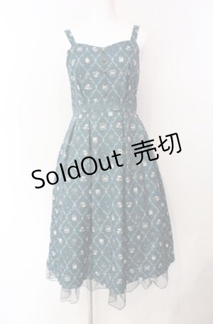 画像: axes femme / サロン・ド・テ柄ジャンスカ  グリーン O-25-08-11-056-AX-OP-IG-OS