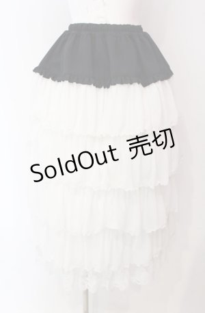 画像: MARBLE / レース付きエレガンスゴシック調 ロングフリルスカート  ホワイト×ブラック O-25-08-11-007-GO-SK-IG-OS