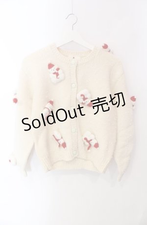 画像: PINK HOUSE / ゆきだるまモチーフカーディガン  生成り O-25-08-11-076-LO-TO-IG-OS