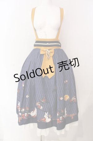 画像: Amavel / お月見うさぎの和風スカート  ネイビー O-25-08-11-008-CA-SK-IG-OS