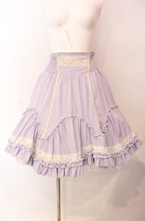 画像1: Ozz oneste / クラウンケージプリントリバーシブルボリュームスカート  ラベンダー×生成り O-25-08-11-002-OO-SK-IG-OS (1)