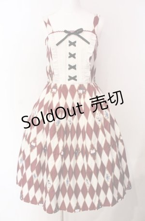 画像: axes femme kawaii / ダイヤ柄ジャンスカ  ワイン O-25-08-11-014-AX-OP-IG-OS