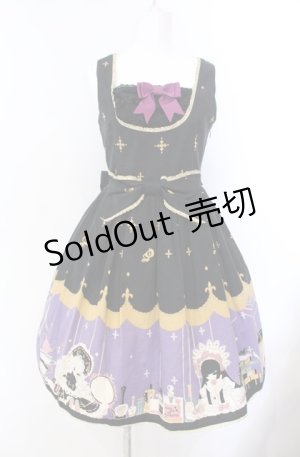 画像: ALICE and the PIRATES / Marionette in my closet room柄 ジャンパースカートI  ノワール O-25-08-11-017-PA-OP-OW-OS