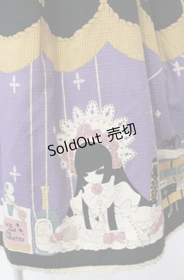 画像3: ALICE and the PIRATES / Marionette in my closet room柄 ジャンパースカートI  ノワール O-25-08-11-017-PA-OP-OW-OS (3)