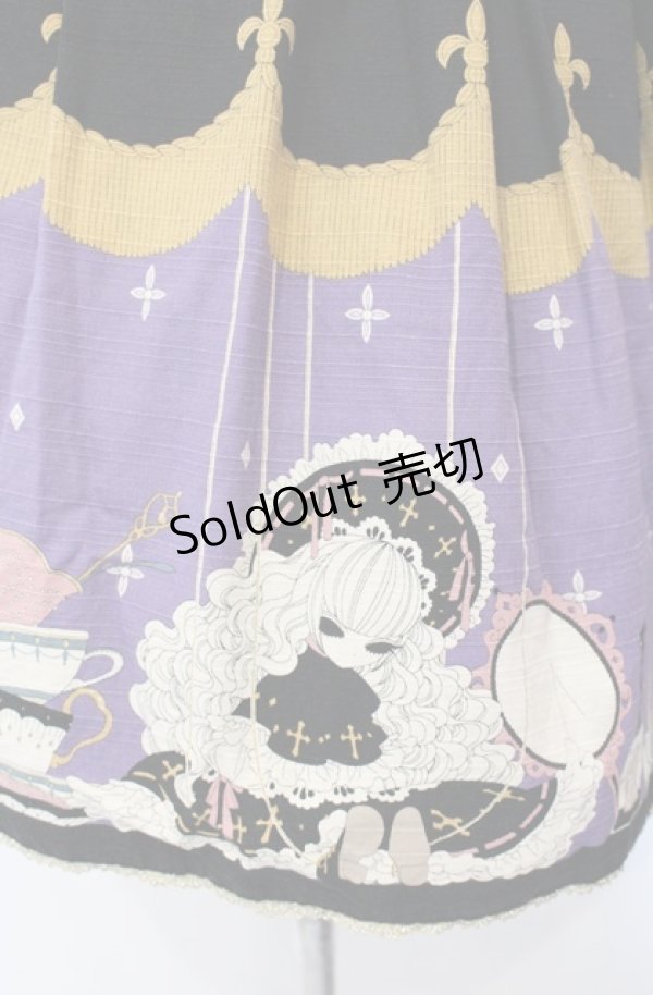 画像4: ALICE and the PIRATES / Marionette in my closet room柄 ジャンパースカートI  ノワール O-25-08-11-017-PA-OP-OW-OS (4)