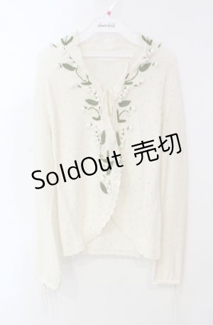 画像: PINK HOUSE / すずらんモチーフ使いニットボレロ  アイボリー O-25-08-13-001-LO-TO-OW-OS